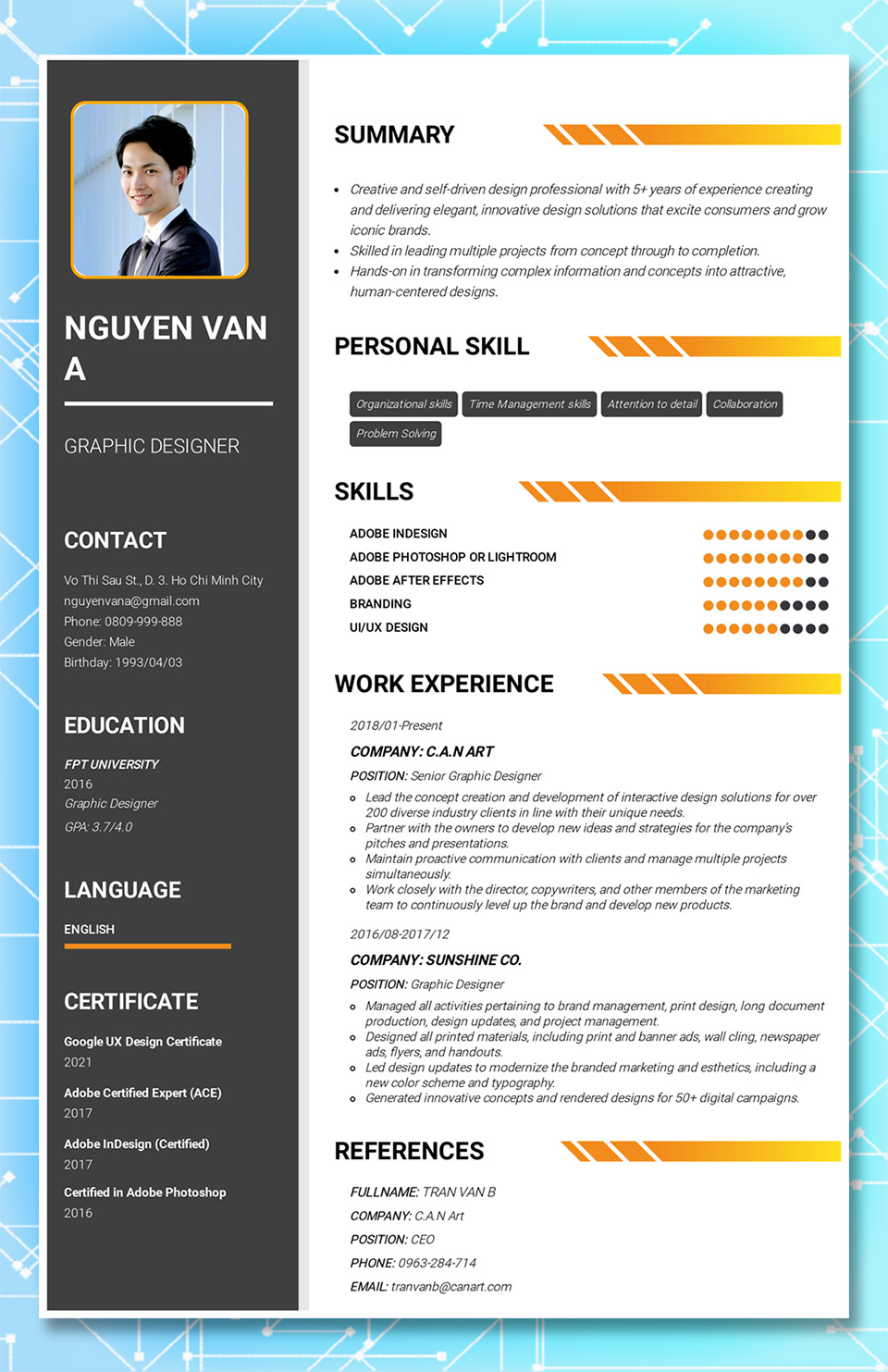 Mẫu CV xin việc Graphic Designer