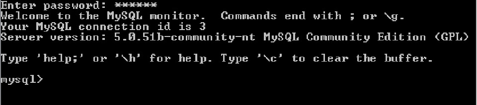 Dòng lệnh MySQL mặc định