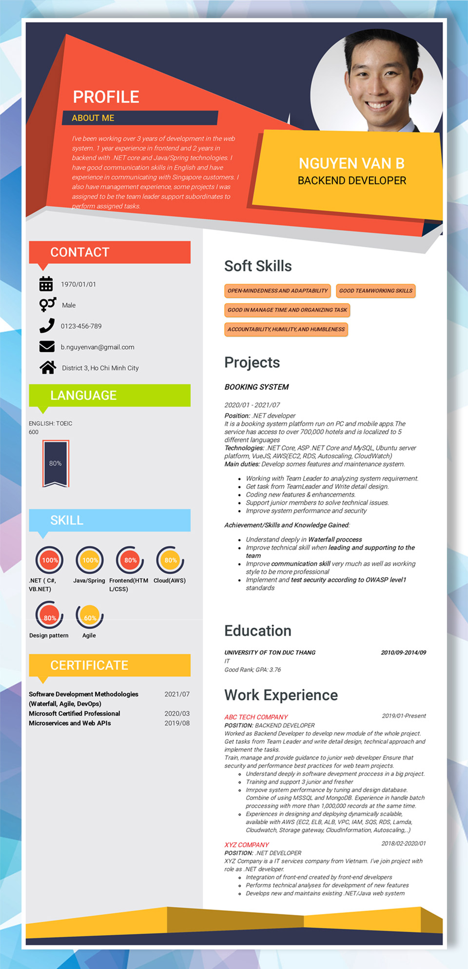 Tham khảo mẫu CV Backend Developer