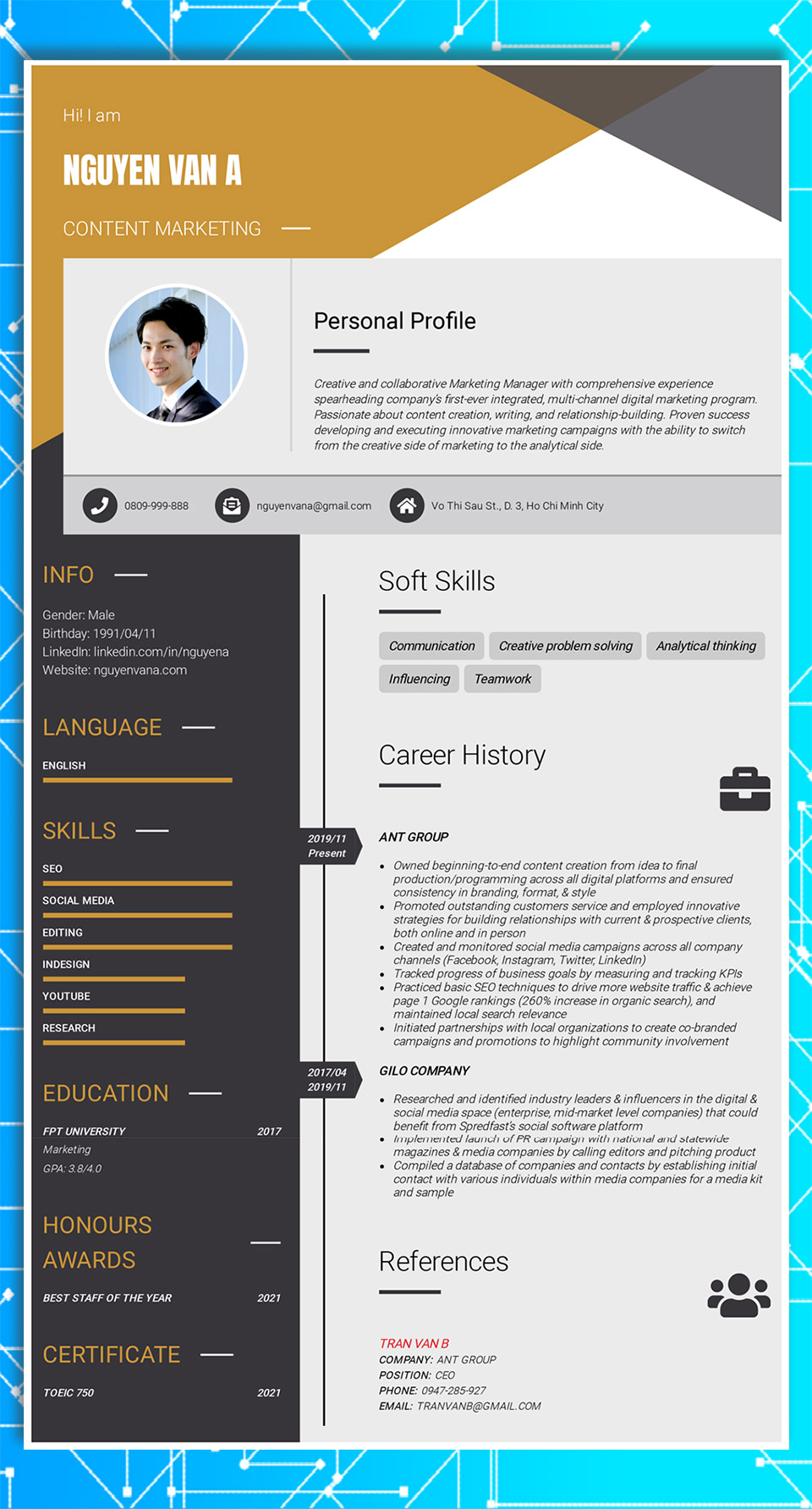 Mẫu CV content marketing