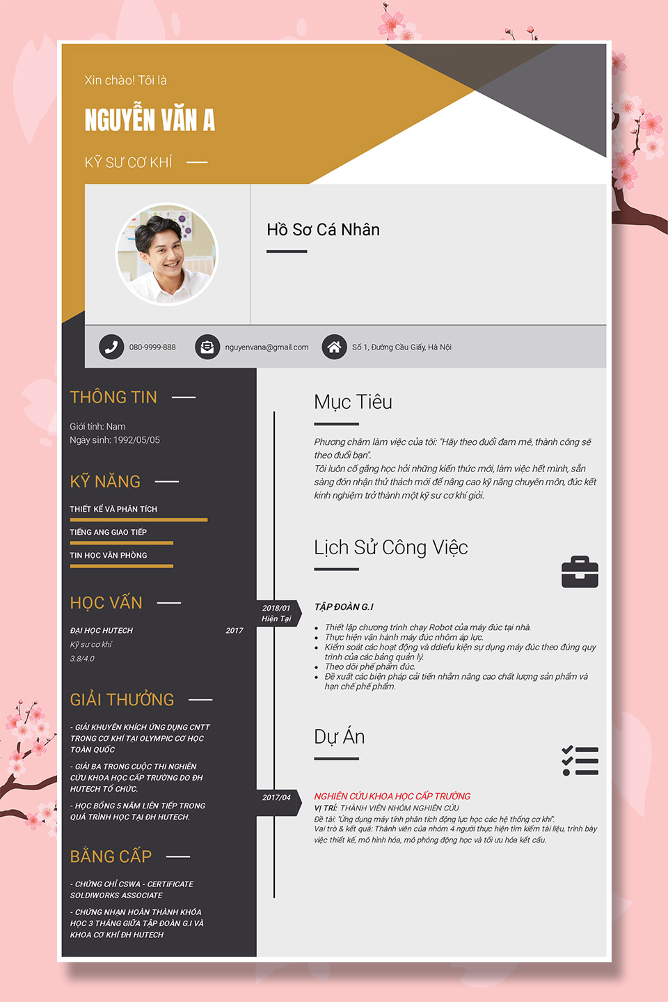 Mẫu CV xin việc kỹ sư cơ khí
