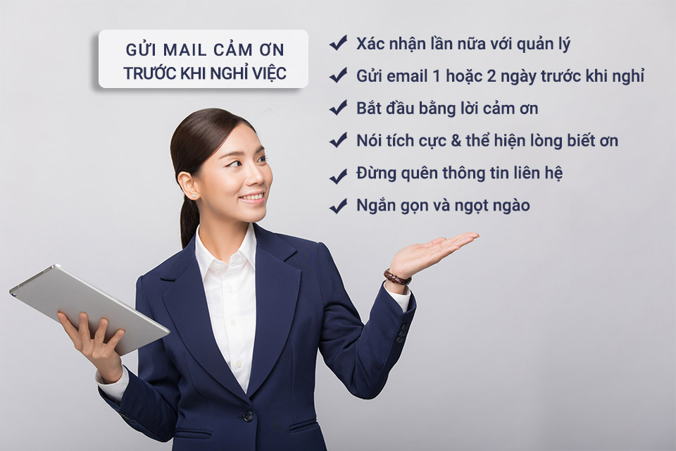 Mẹo gửi email cảm ơn khi nghỉ việc