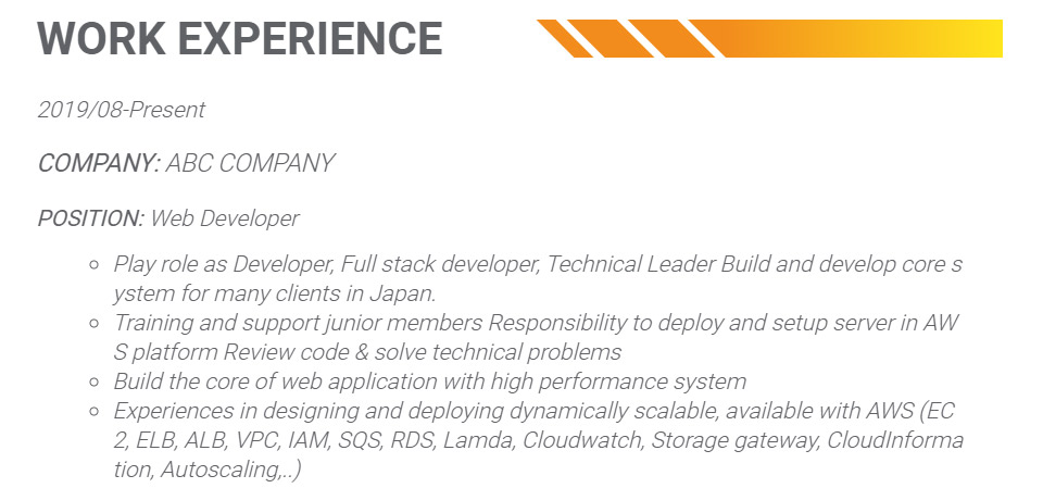 Viết Work Experience trong CV Software Developer