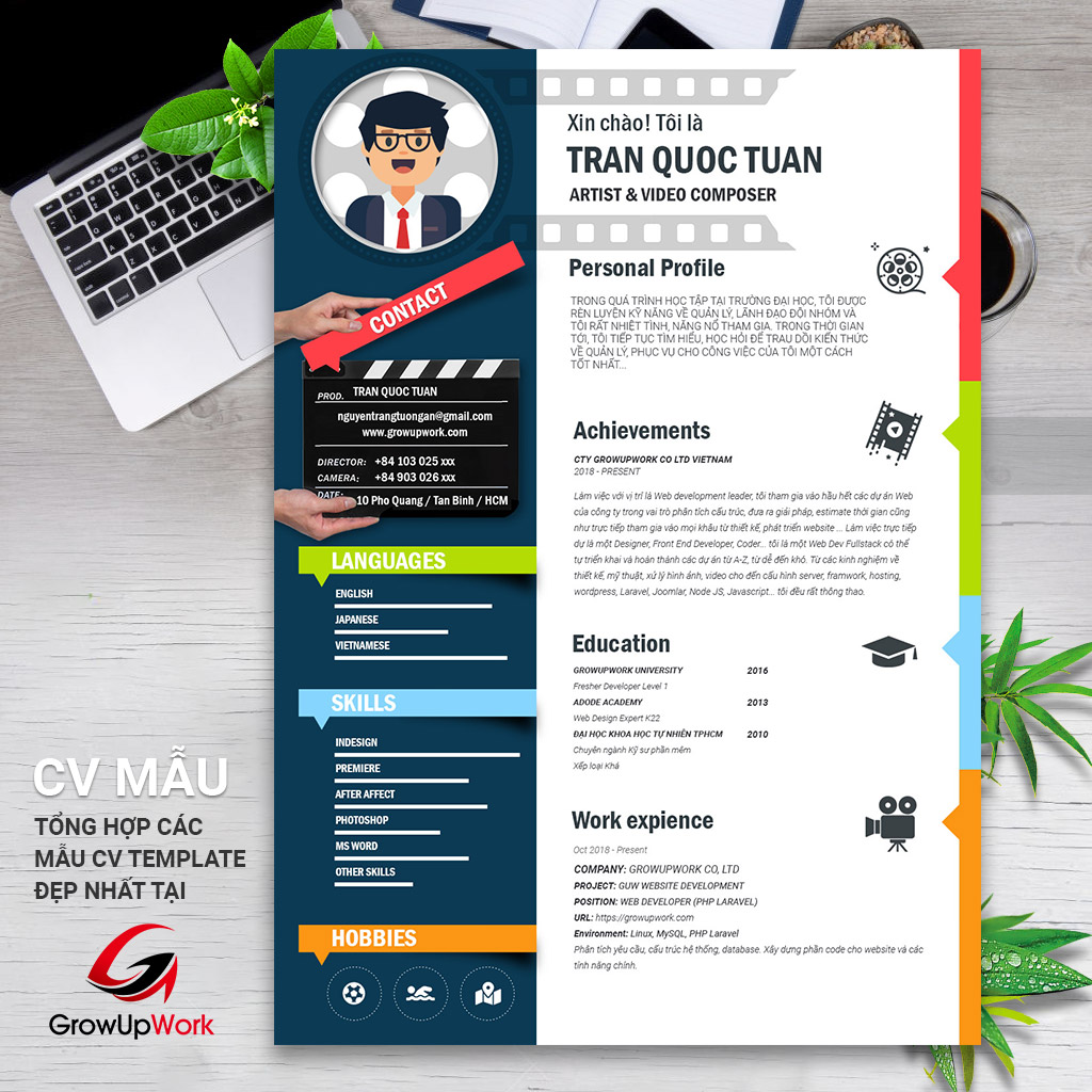 Mẫu CV đẹp ngành đồ họa và truyền thông với một vài điểm nhấn